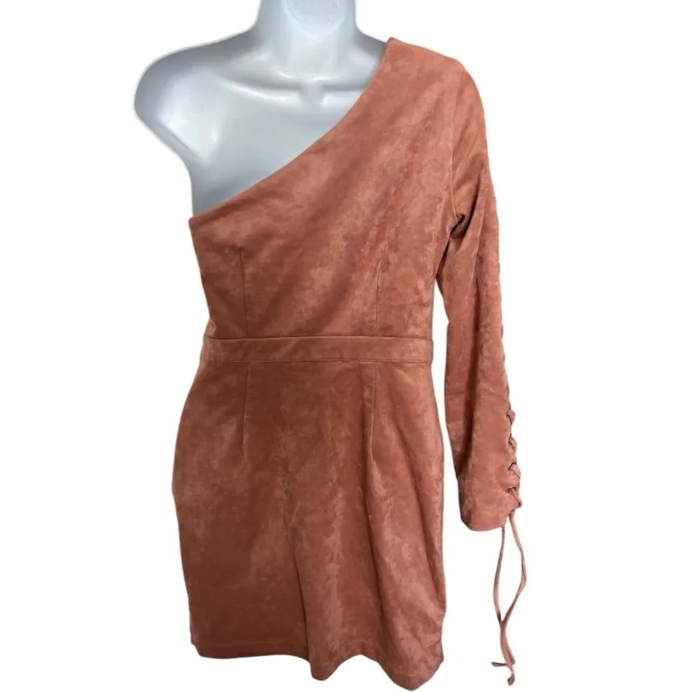 ENDLESS ROSE Womens Faux Suede A-Line Bodycon Dress Medium